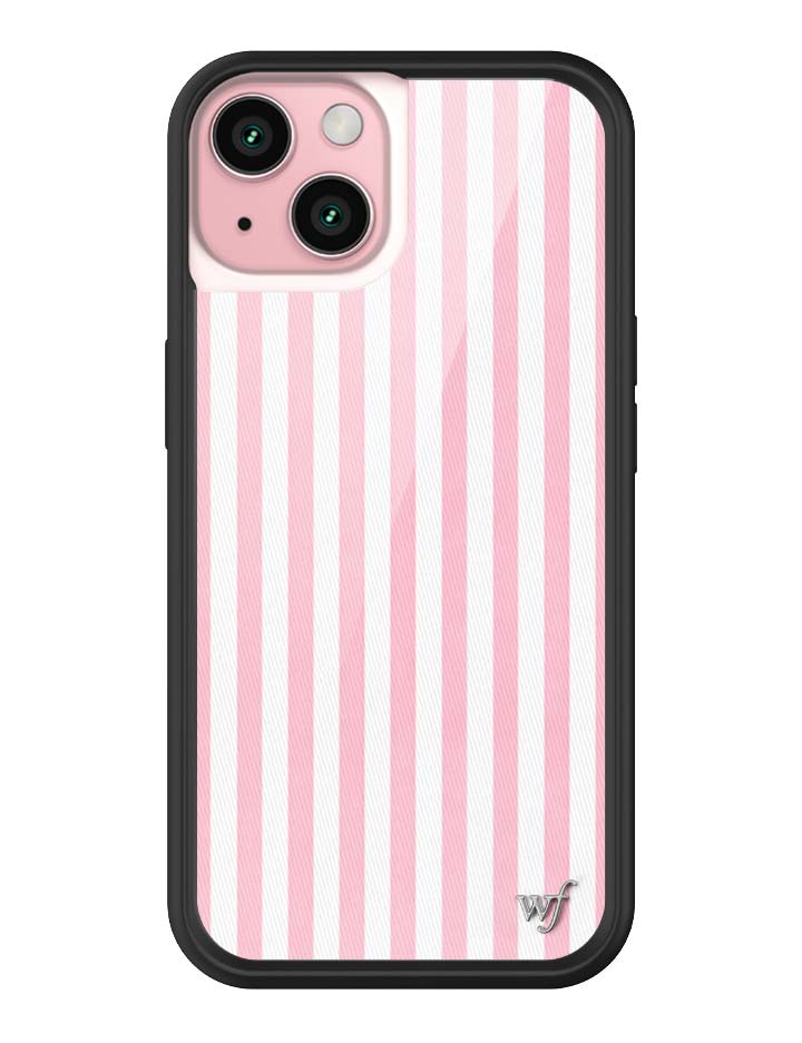 Wildflower iPhone case 15 Pink Stripes White Classic Cute