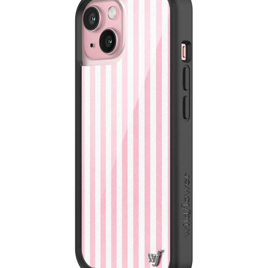 Wildflower iPhone case 15 Pink Stripes White Classic Cute