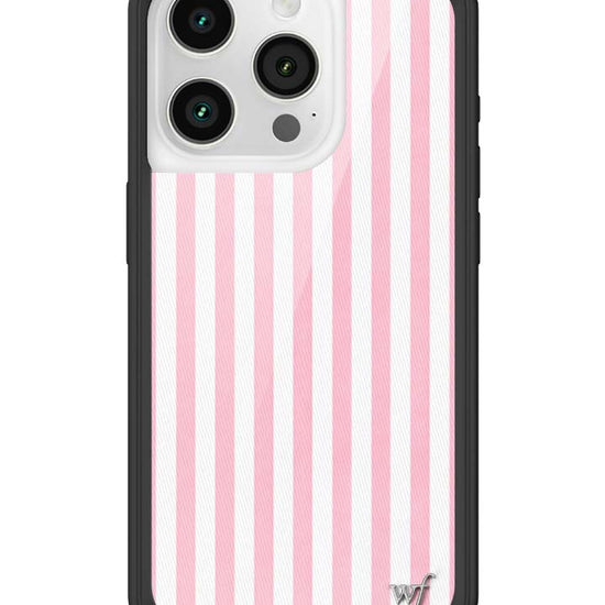 Wildflower iPhone case 15 Pro Pink Stripes White Classic Cute