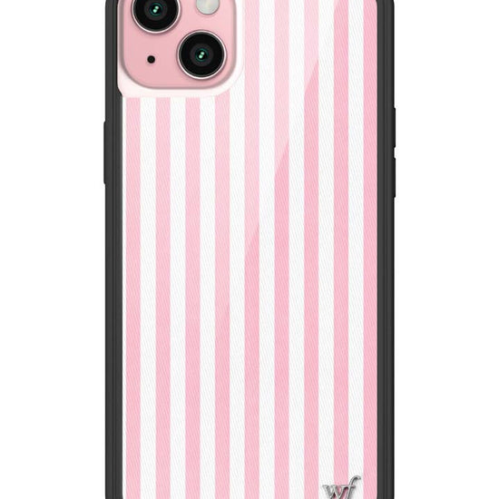 Wildflower iPhone case 15 Plus Pink Stripes White Classic Cute