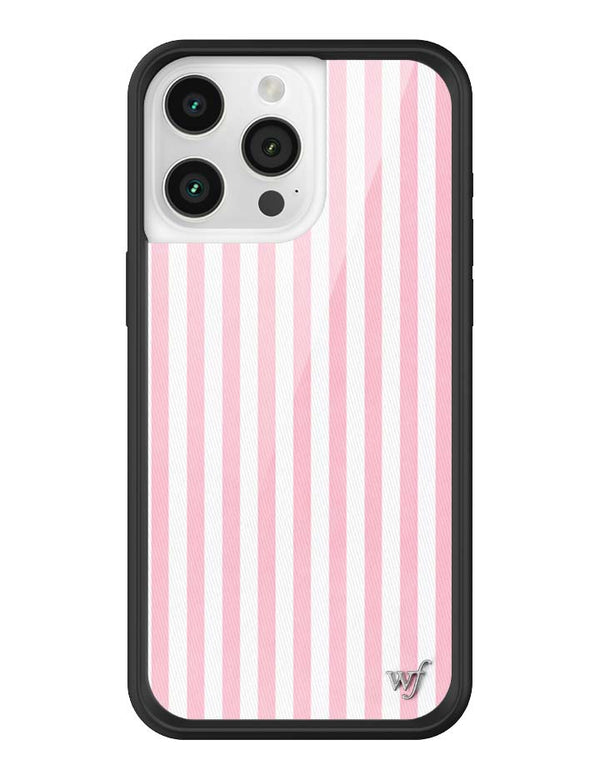 Wildflower iPhone case 15 Pro Max Pink Stripes White Classic Cute