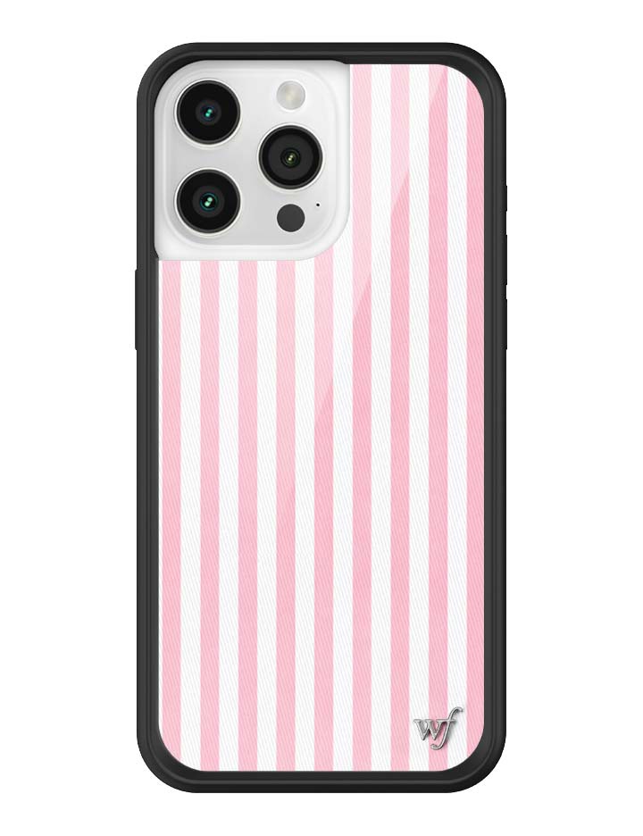 Wildflower iPhone case 15 Pro Max Pink Stripes White Classic Cute