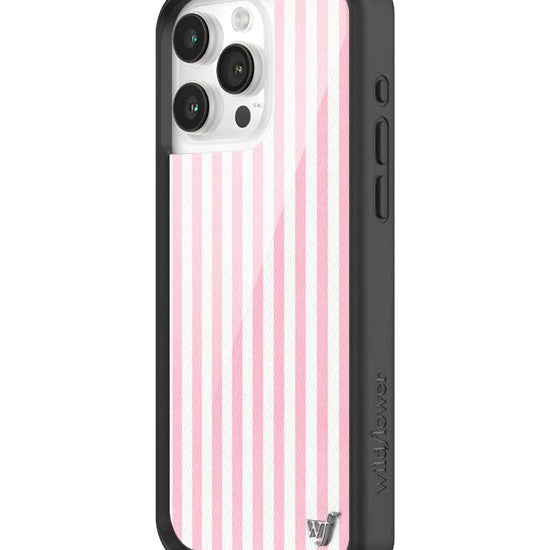 Wildflower iPhone case 15 Pro Max Pink Stripes White Classic Cute