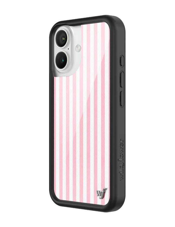 Wildflower iPhone case 16 Pink Stripes White Classic Cute