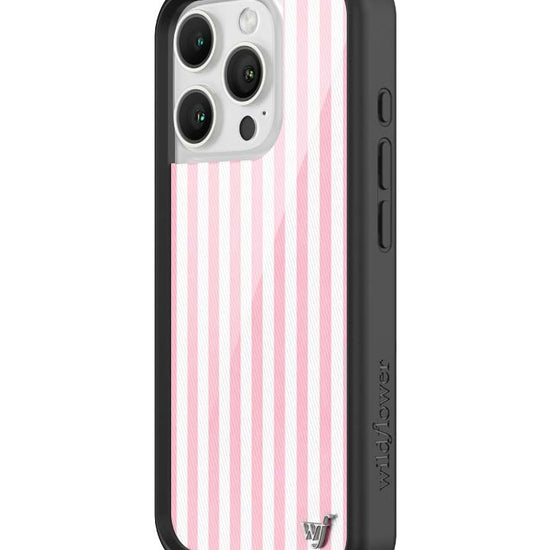 Wildflower iPhone case 16 Pro Pink Stripes White Classic Cute