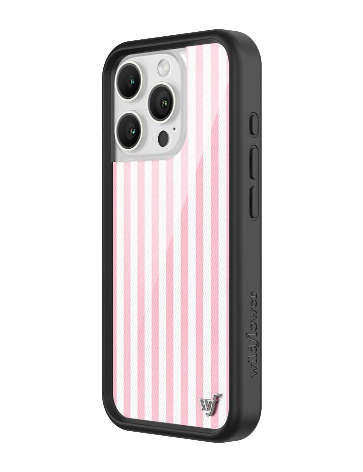 Wildflower iPhone case 16 Pro Pink Stripes White Classic Cute