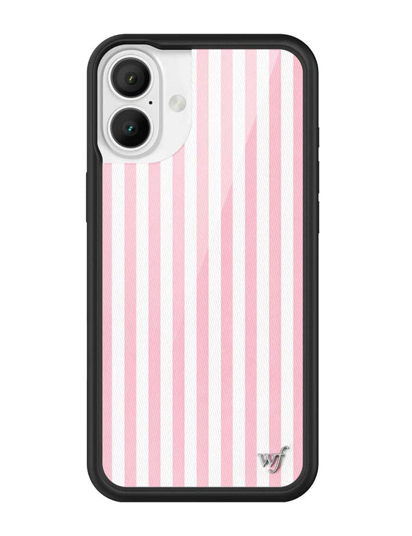 Wildflower iPhone case 16 Plus Pink Stripes White Classic Cute