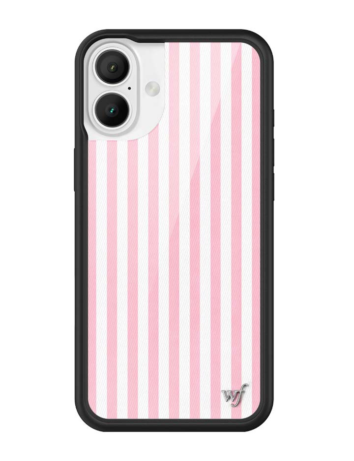 Wildflower iPhone case 16 Plus Pink Stripes White Classic Cute