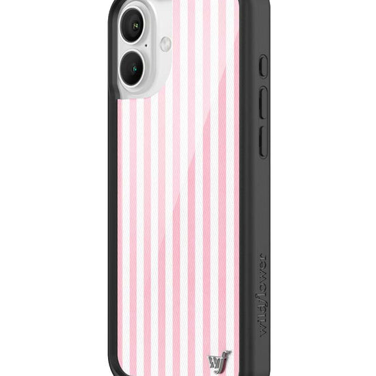 Wildflower iPhone case 16 Plus Pink Stripes White Classic Cute
