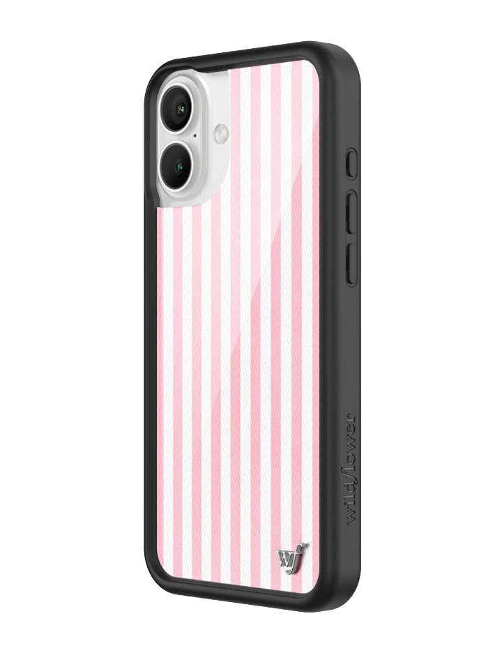 Wildflower iPhone case 16 Plus Pink Stripes White Classic Cute