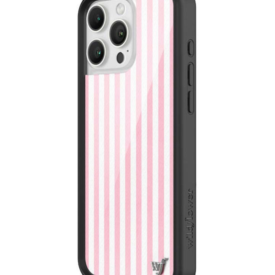 Wildflower iPhone case 16 Pro Max Pink Stripes White Classic Cute