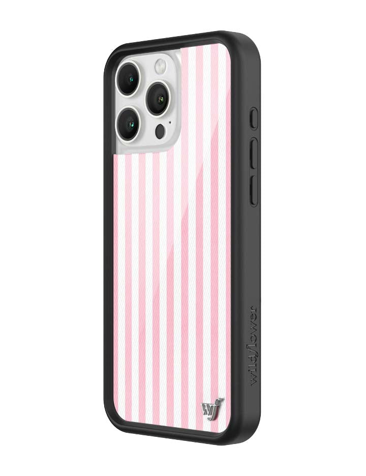 Wildflower iPhone case 16 Pro Max Pink Stripes White Classic Cute