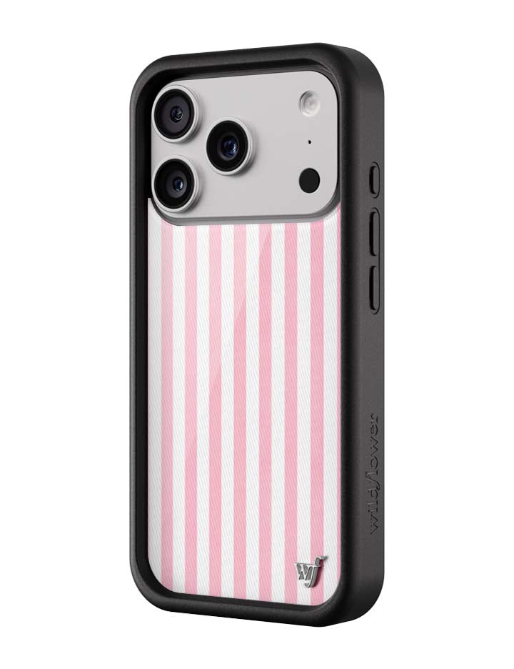 Wildflower iPhone case 17 Pro Pink Stripes White Classic Cute