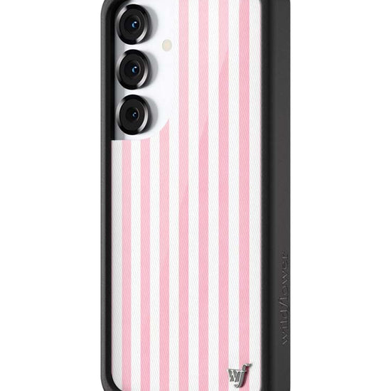Wildflower Galaxy S25 case Pink Stripes White Classic Cute