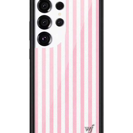 Wildflower Galaxy S25 case Ultra Pink Stripes White Classic Cute
