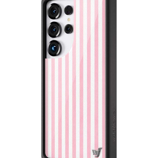 Wildflower Galaxy S25 case Ultra Pink Stripes White Classic Cute