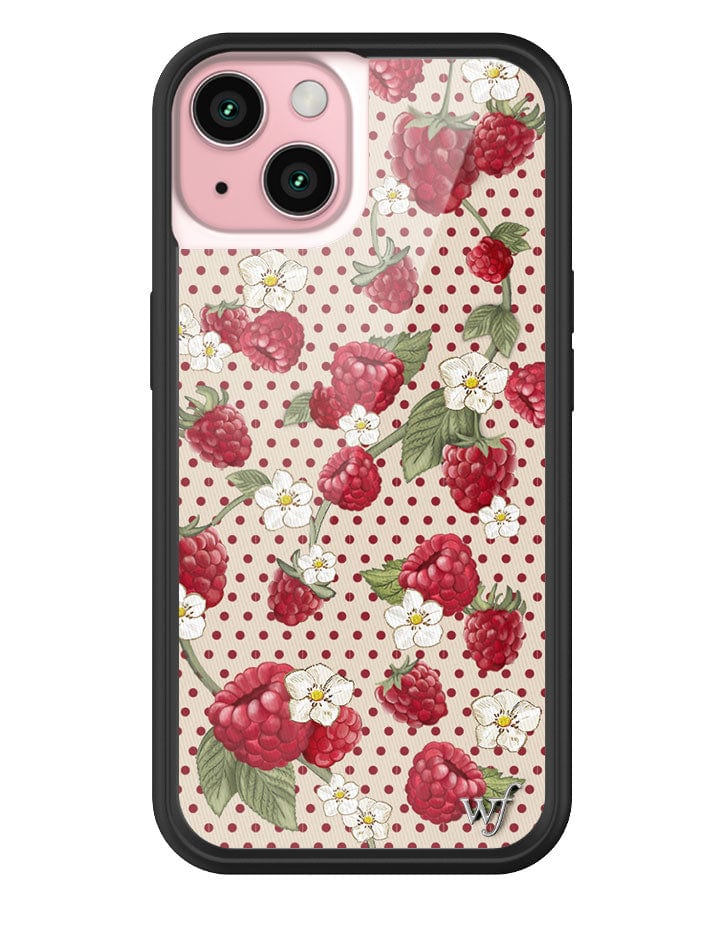 Raspberry Color Phone Case Raspberry Polka Dot iPhone 15 Case – Wildflower Cases