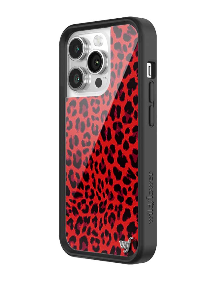 Wildflower iPhone case 14 Pro Red Meow Leopard Cute