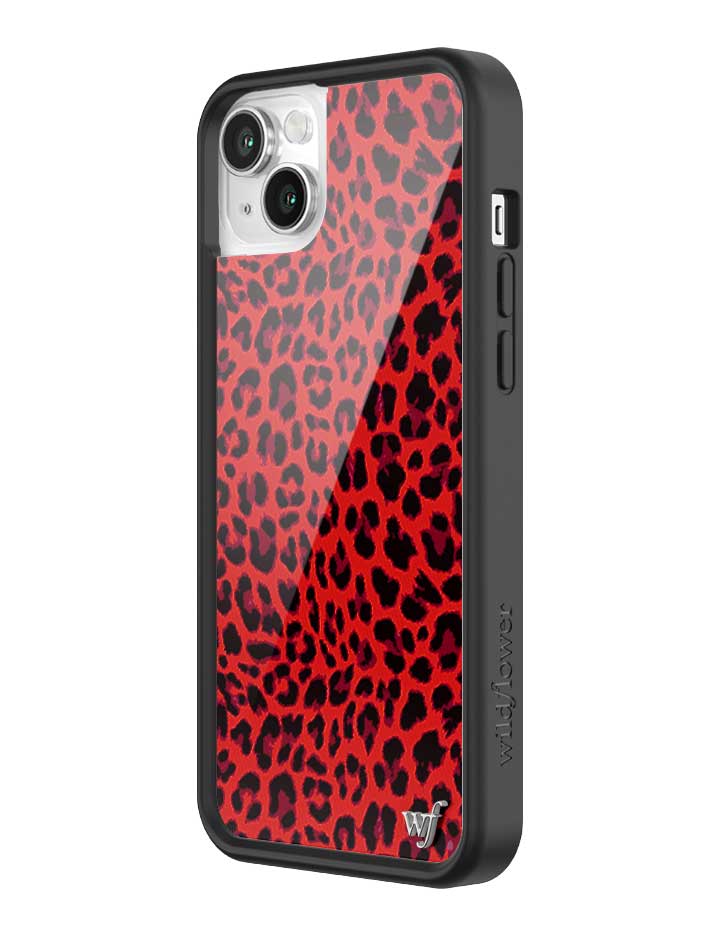 Wildflower iPhone case 14 Plus Red Meow Leopard Cute