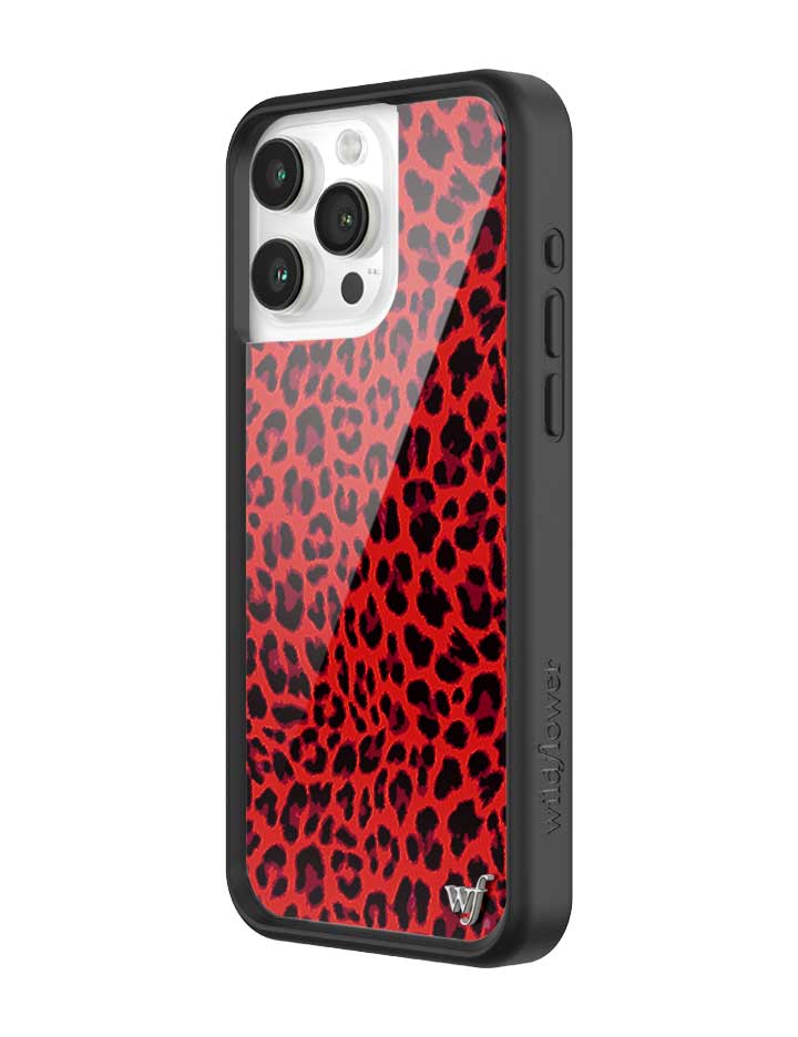 Wildflower iPhone case 15 Pro Max Red Meow Leopard Cute
