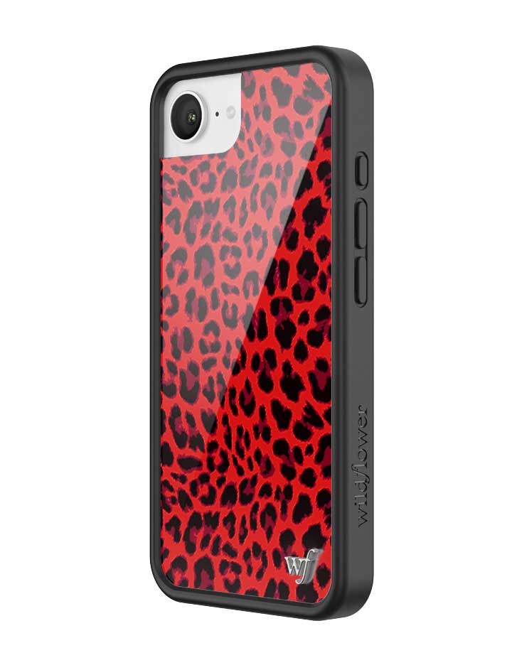 Wildflower iPhone case 16e Red Meow Leopard Cute