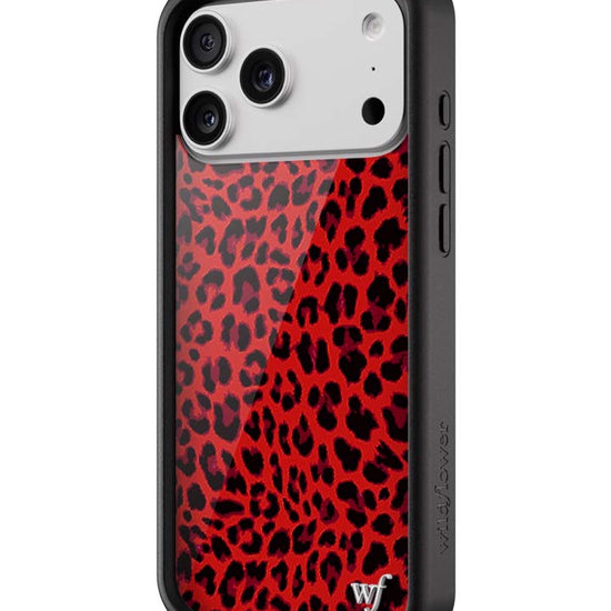 Wildflower iPhone case 17 Pro Max Red Meow Leopard Cute