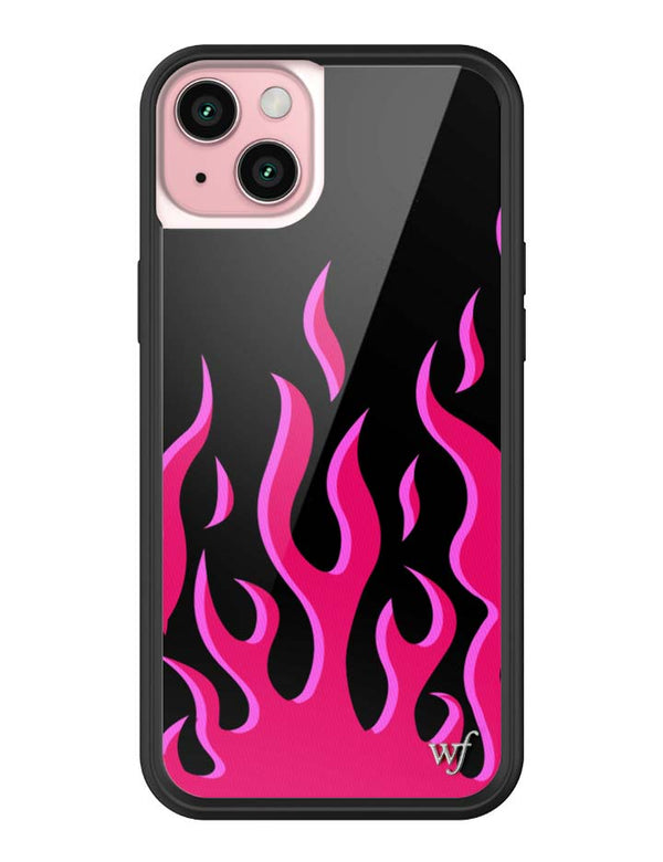 Wildflower iPhone case 15 Plus Flames Black Red Cute