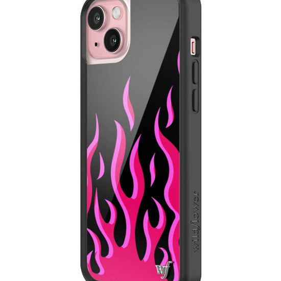 Wildflower iPhone case 15 Plus Flames Black Red Cute