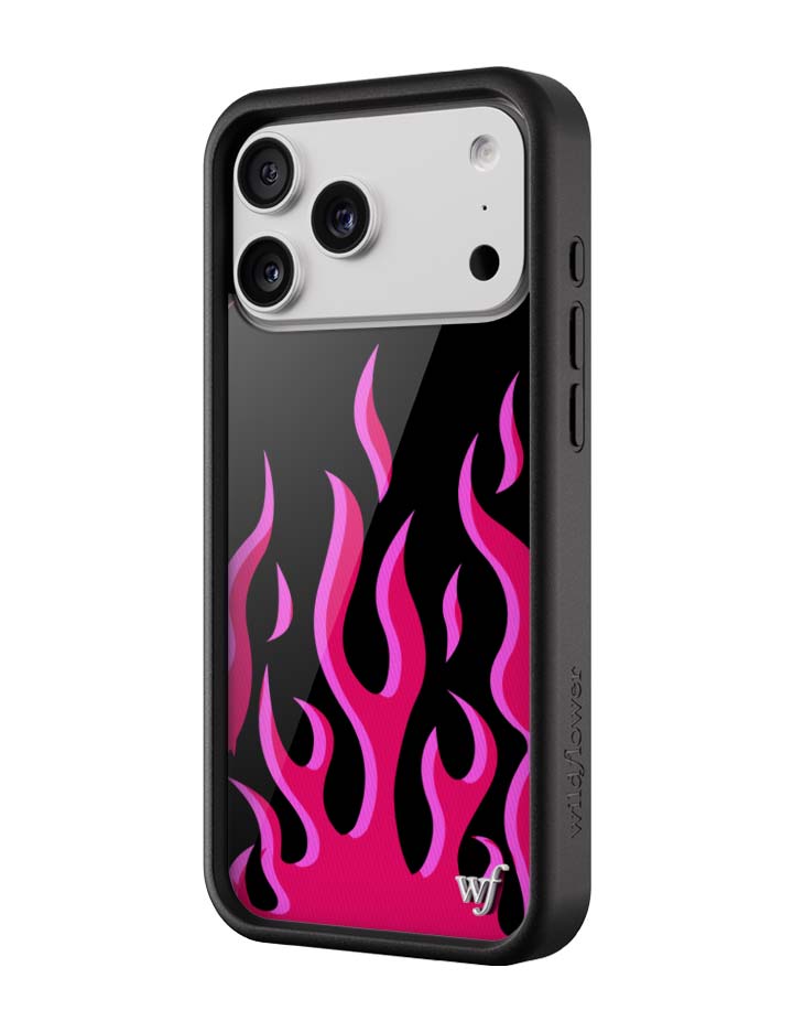 Wildflower iPhone case 18 Pro Max Flames Black Red Cute