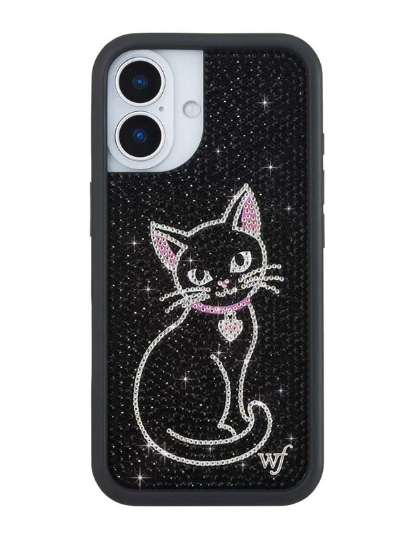 Wildflower iPhone case 17 Rhinestone Black Cat Pink Cute