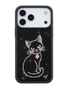 Wildflower iPhone case 18 Pro Max Rhinestone Black Cat Pink Cute