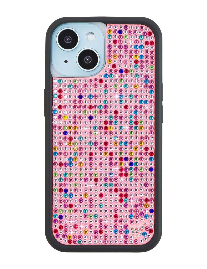 Wildflower iPhone case 15 Justine Skye Rhinestone Candy Pink Cute