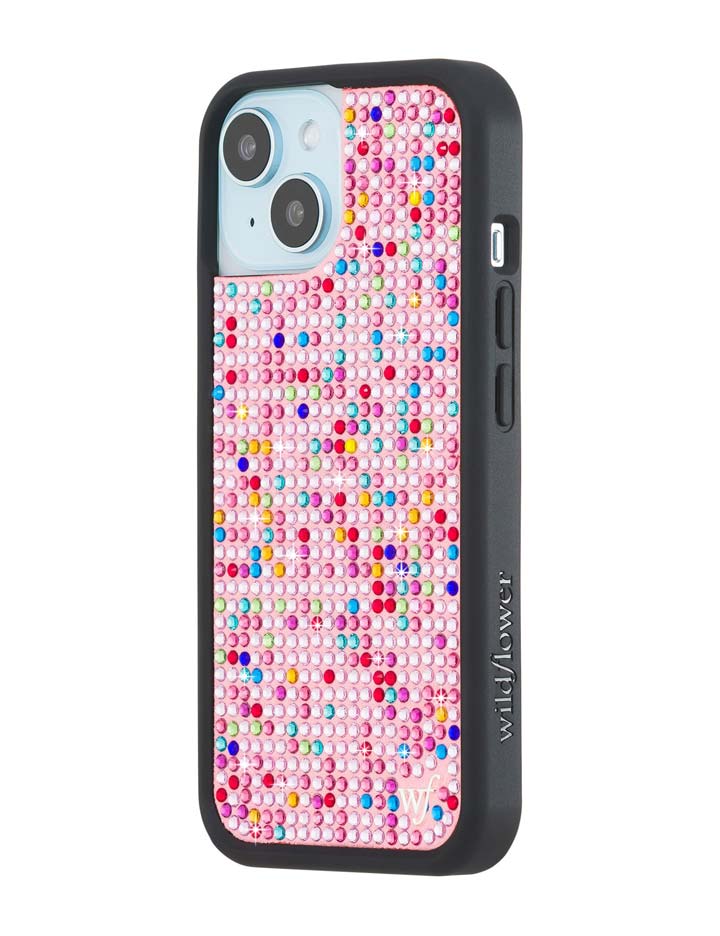 Wildflower iPhone case 15 Justine Skye Rhinestone Candy Pink Cute