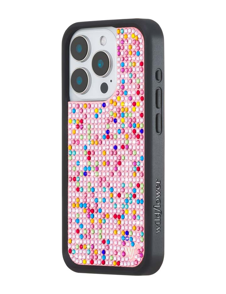 Wildflower iPhone case 15 Pro Justine Skye Rhinestone Candy Pink Cute