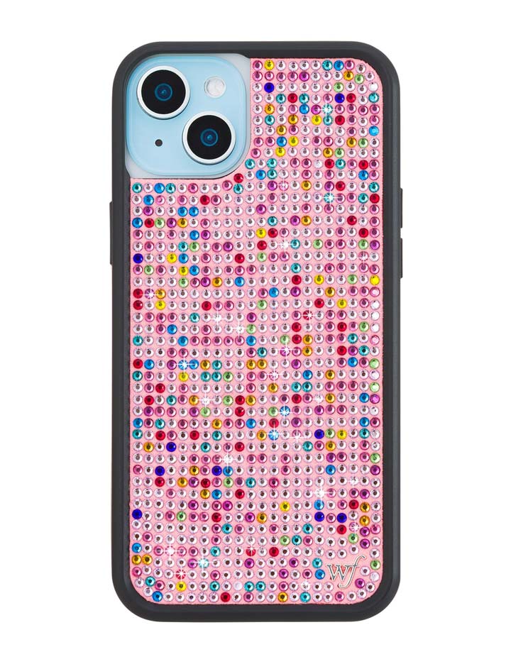 Wildflower iPhone case 15 Plus Justine Skye Rhinestone Candy Pink Cute