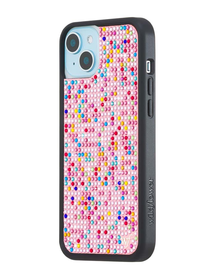 Wildflower iPhone case 15 Plus Justine Skye Rhinestone Candy Pink Cute