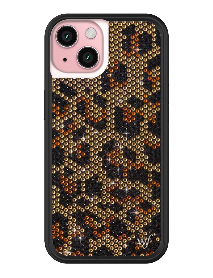 Wildflower iPhone case 15 Rhinestone Meow Brown Cute