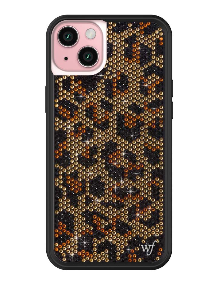 Wildflower iPhone case 15 Plus Rhinestone Meow Brown Cute