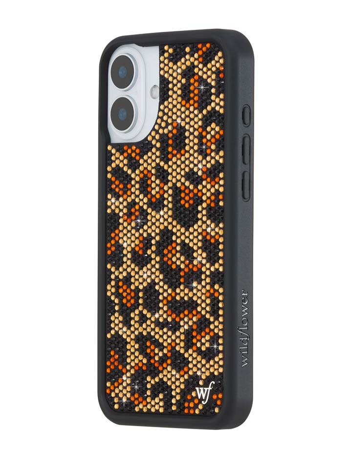 Wildflower iPhone case 16 Plus Rhinestone Meow Brown Cute