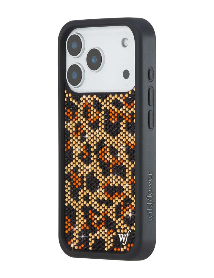 Wildflower iPhone case 18 Pro Rhinestone Meow Brown Cute