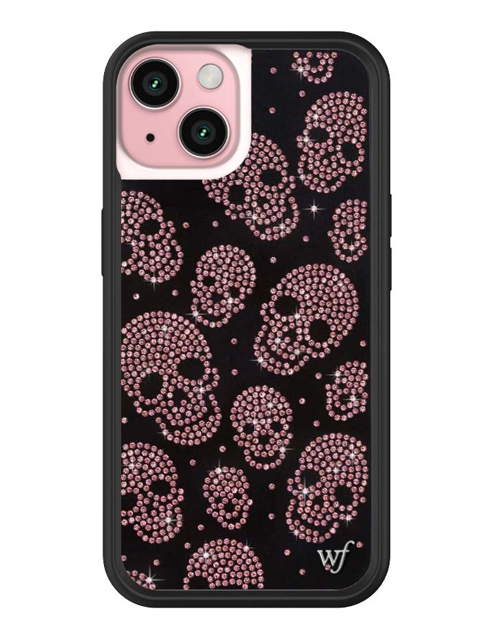 Wildflower iPhone case 15 Better Half with Stas and Vic Rhinestone Skull Black Pink Cute
