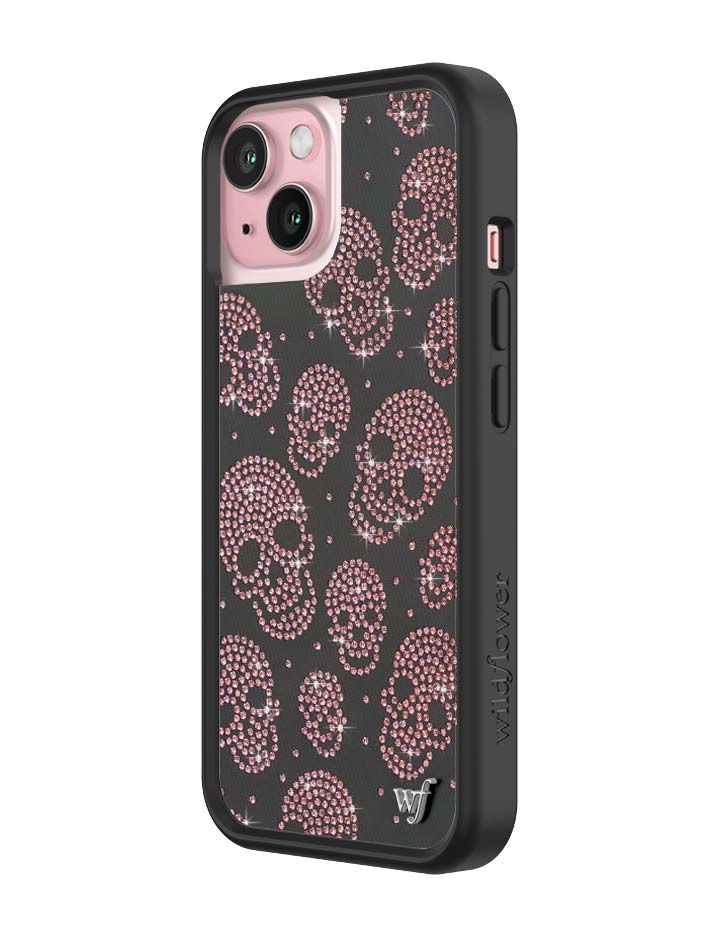 Wildflower iPhone case 15 Better Half with Stas and Vic Rhinestone Skull Black Pink Cute