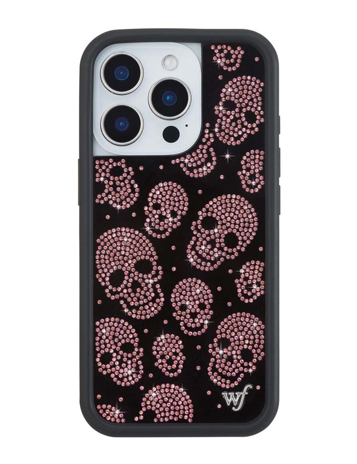 Wildflower iPhone case 15 Pro Better Half with Stas and Vic Rhinestone Skull Black Pink Cute