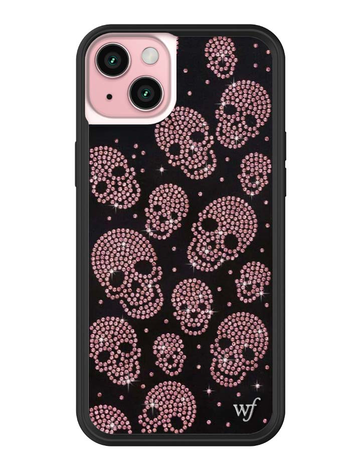 Wildflower iPhone case 15 Plus Better Half with Stas and Vic Rhinestone Skull Black Pink Cute