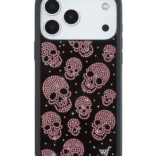 Wildflower iPhone case 18 Pro Max Better Half with Stas and Vic Rhinestone Skull Black Pink Cute