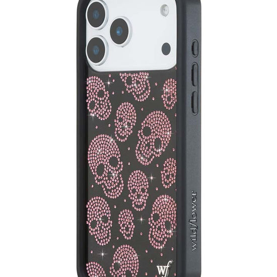 Wildflower iPhone case 18 Pro Max Better Half with Stas and Vic Rhinestone Skull Black Pink Cute