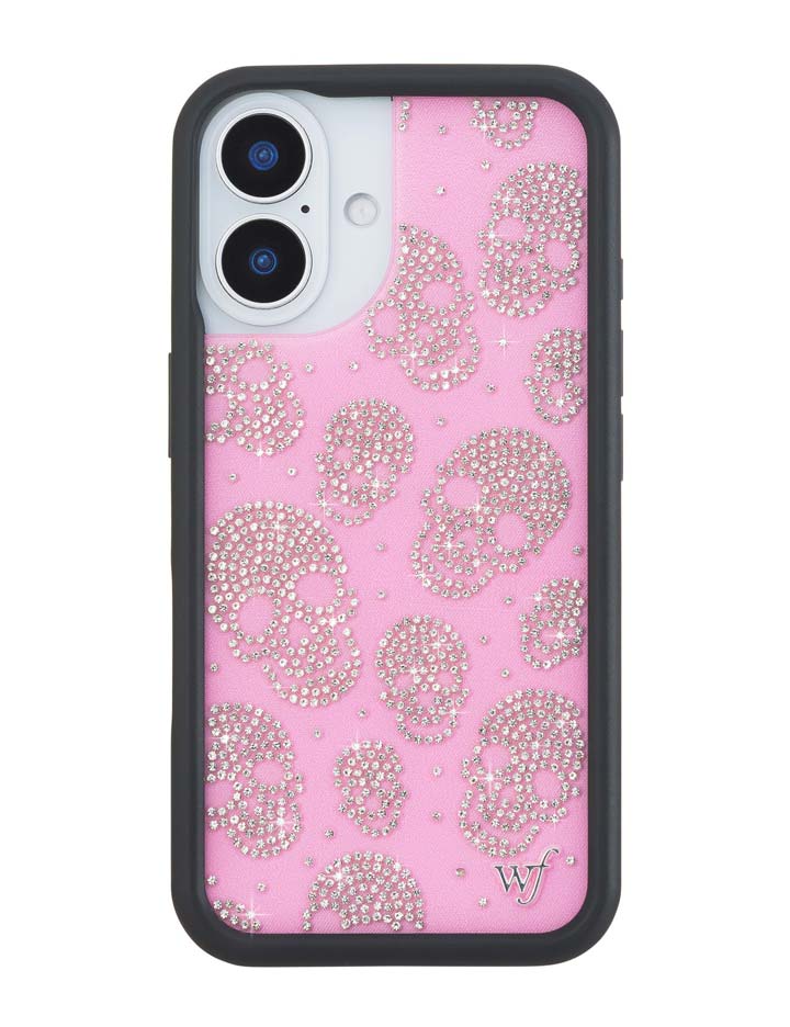 Wildflower iPhone case 16 Better Half with Stas and Vic Rhinestone Skull Pink Clear Silver Cute