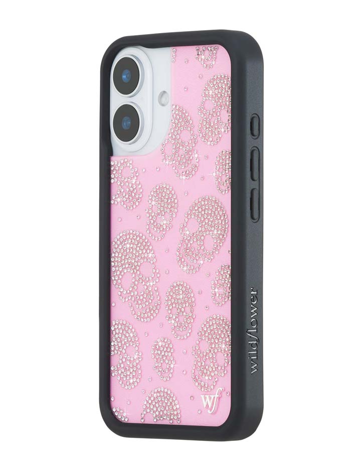 Wildflower iPhone case 16 Better Half with Stas and Vic Rhinestone Skull Pink Clear Silver Cute