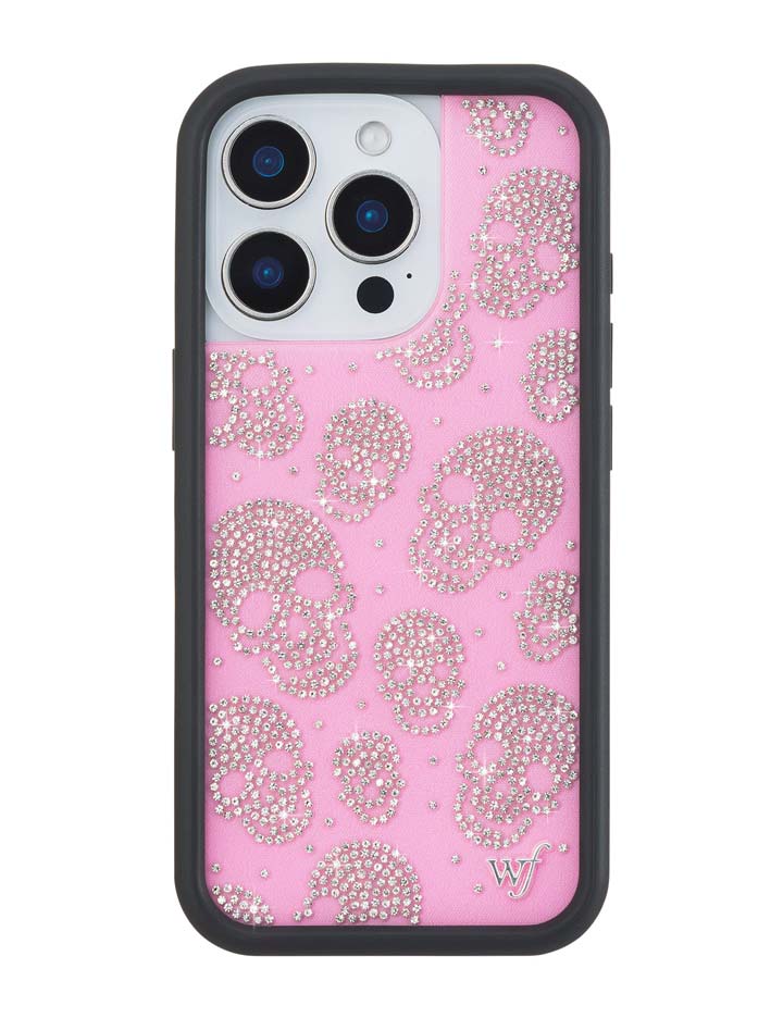Wildflower iPhone case 16 Pro Better Half with Stas and Vic Rhinestone Skull Pink Clear Silver Cute