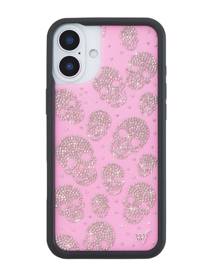 Wildflower iPhone case 16 Plus Better Half with Stas and Vic Rhinestone Skull Pink Clear Silver Cute